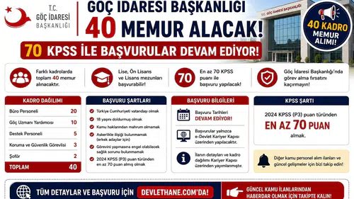 Göç İdaresi Başkanlığı 40 Memur Alacak: 70 KPSS ile Başvurular Devam Ediyor