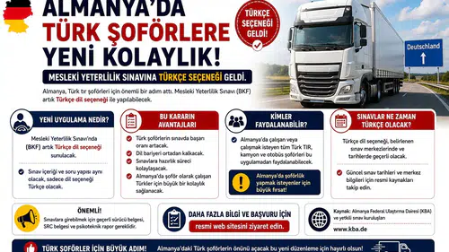 Almanya’da Türk Şoförlere Yeni Kolaylık: Mesleki Yeterlilik Sınavına Türkçe Seçeneği Geldi