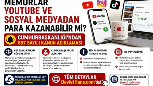 Memurlar YouTube ve Sosyal Medyadan Para Kazanabilir mi? Cumhurbaşkanlığı’ndan 657 Sayılı Kanun Açıklaması
