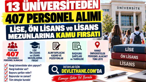 13 Üniversiteden 407 Personel Alımı: Lise, Ön Lisans ve Lisans Mezunlarına Kamu Fırsatı