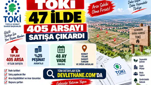TOKİ 47 İlde 405 Arsayı Satışa Çıkardı: Yüzde 25 Peşinat ve 48 Ay Vade İmkânı