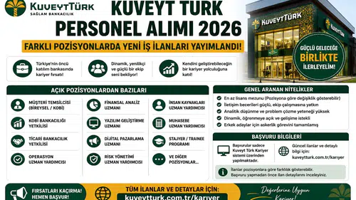 Kuveyt Türk Personel Alımı 2026: Farklı Pozisyonlarda Yeni İş İlanları Yayımlandı