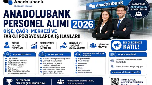 Anadolubank Personel Alımı 2026: Gişe, Çağrı Merkezi ve Farklı Pozisyonlarda İş İlanları