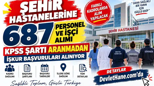 Şehir Hastanelerine 687 Personel ve İşçi Alımı: KPSS Şartı Aranmadan İŞKUR Başvuruları Alınıyor