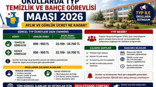 Okullarda TYP Temizlik ve Bahçe Görevlisi Maaşı 2026: Aylık ve Günlük Ücret Ne Kadar?