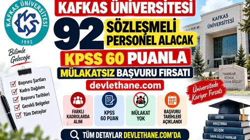 Kafkas Üniversitesi 92 Sözleşmeli Personel Alacak: KPSS 60 Puanla Mülakatsız Başvuru Fırsatı