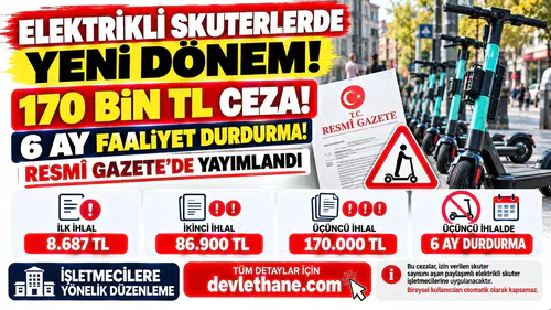 Elektrikli Skuterlerde Yeni Dönem Başladı! 170 Bin TL Ceza ve 6 Ay Faaliyet Durdurma Kararı Resmî Gazete'de