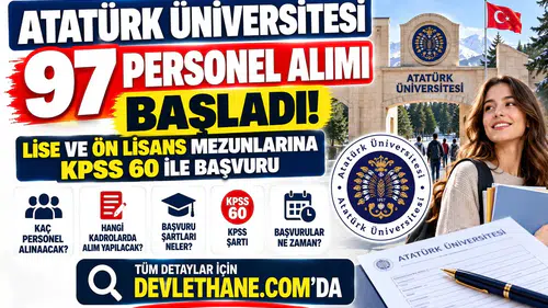 Atatürk Üniversitesi 97 Personel Alımı Başladı: Lise ve Ön Lisans Mezunlarına KPSS 60 ile Başvuru