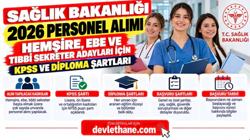 Sağlık Bakanlığı 2026 Personel Alımı: Hemşire, Ebe ve Tıbbi Sekreter Adayları İçin KPSS ve Diploma Şartları