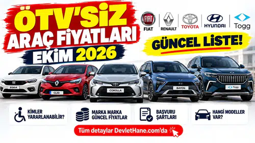 ÖTV'siz Araç Fiyatları Ekim 2026! Fiat, Renault, Toyota, Hyundai ve Togg Güncel Liste