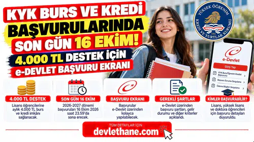 KYK Burs ve Kredi Başvurularında Son Gün 16 Ekim! 4.000 TL Destek İçin e-Devlet Başvuru Ekranı