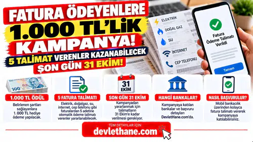 Fatura Ödeyenlere 1.000 TL'lik Kampanya! 5 Talimat Verenler Kazanabilecek: Son Gün 31 Ekim