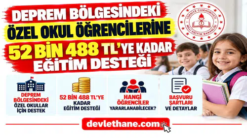 Deprem Bölgesindeki Özel Okul Öğrencilerine 52 Bin 488 TL'ye Kadar Eğitim Desteği