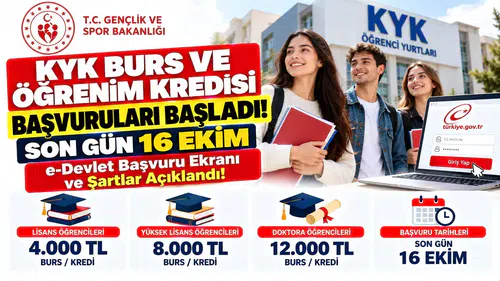 KYK Burs ve Öğrenim Kredisi Başvuruları Başladı! Son Gün 16 Ekim: e-Devlet Başvuru Ekranı ve Şartlar
