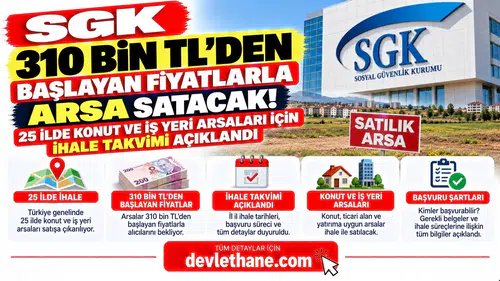 SGK 310 Bin TL'den Başlayan Fiyatlarla Arsa Satacak! 25 İlde Konut ve İş Yeri Arsaları İçin İhale Takvimi Açıklandı