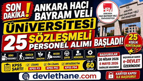 Ankara Hacı Bayram Veli Üniversitesi 25 Personel Alımı Başladı! Başvurular e-Devlet’te Açıldı