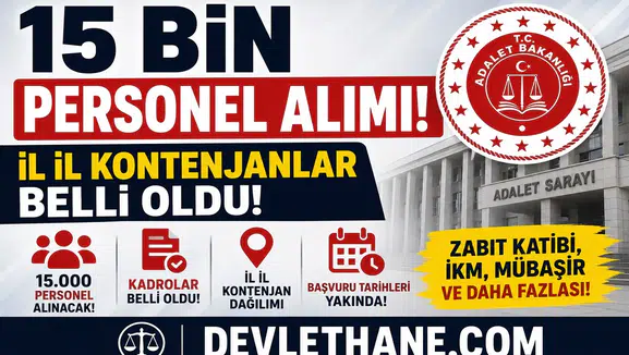 Adalet Bakanlığı 15 Bin Personel Alımı Kontenjanları Açıklanıyor! İl İl Kadro Dağılımı Belli Oldu