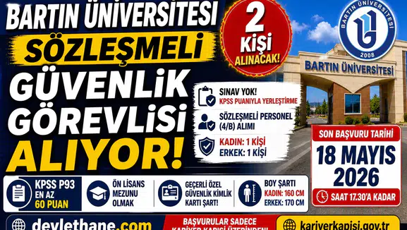 Bartın Üniversitesi 2 Sözleşmeli Güvenlik Görevlisi Alımı Yapacak! KPSS ile Sınavsız Yerleştirme