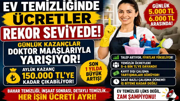 Ev Temizliği Ücretleri Rekor Kırdı! Günlük Kazançlar 6 Bin TL'ye Dayandı, Aylık Gelirler 150 Bin TL'yi Aşabiliyor