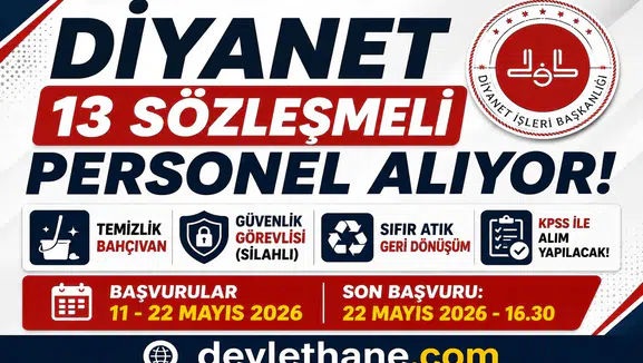 Diyanet 13 Sözleşmeli Personel Alımı Başladı! KPSS 60 Puanla Güvenlik, Temizlik ve Bahçıvan Kadroları Açıldı