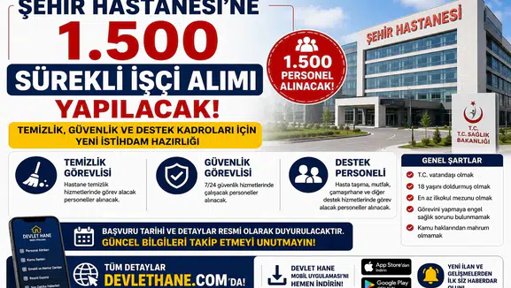 Şehir Hastanesi'ne 1.500 Sürekli İşçi Alımı Yapılacak! Temizlik, Güvenlik ve Destek Kadroları İçin Yeni İstihdam Hazırlığı