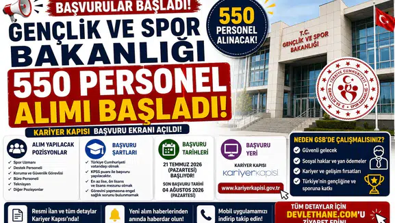 Gençlik ve Spor Bakanlığı 550 Personel Alımı Başladı! Kariyer Kapısı Başvuru Ekranı Açıldı