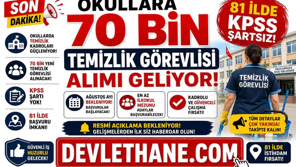 Okullara 70 Bin Temizlik Görevlisi Alımı Geliyor! 81 İlde KPSS Şartsız Başvurular İçin Ağustos Ayı Bekleniyor