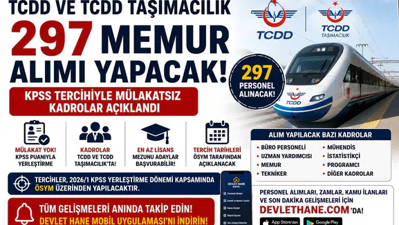 TCDD ve TCDD Taşımacılık 297 Memur Alımı Yapacak! KPSS Tercihiyle Mülakatsız Kadrolar Açıklandı