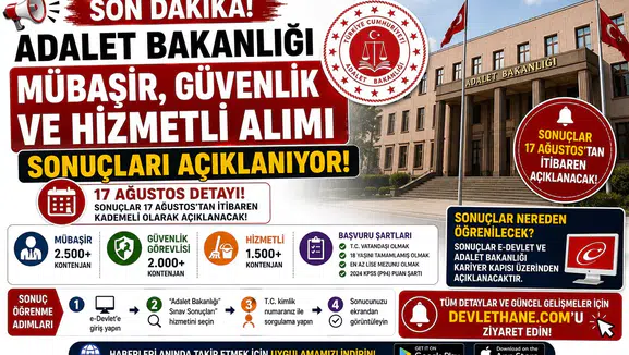 Adalet Bakanlığı Mübaşir, Güvenlik ve Hizmetli Alımı Sonuçları Açıklanıyor! 17 Ağustos Detayı