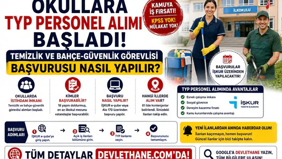 Okullara TYP Personel Alımı Başladı: Temizlik ve Bahçe-Güvenlik Görevlisi Başvurusu Nasıl Yapılır?