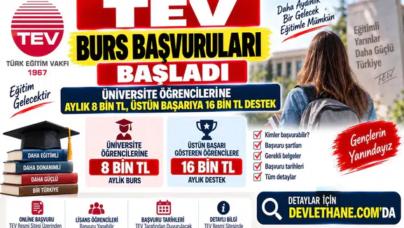 TEV Burs Başvuruları Başladı: Üniversite Öğrencilerine Aylık 8 Bin TL, Üstün Başarıya 16 Bin TL Destek