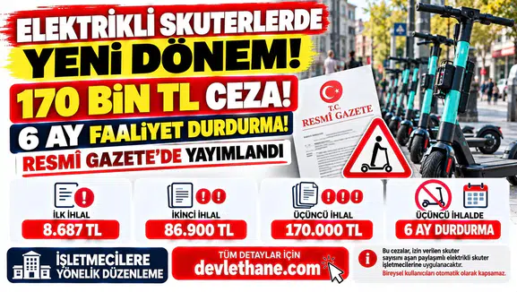 Elektrikli Skuterlerde Yeni Dönem Başladı! 170 Bin TL Ceza ve 6 Ay Faaliyet Durdurma Kararı Resmî Gazete'de