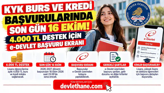 KYK Burs ve Kredi Başvurularında Son Gün 16 Ekim! 4.000 TL Destek İçin e-Devlet Başvuru Ekranı