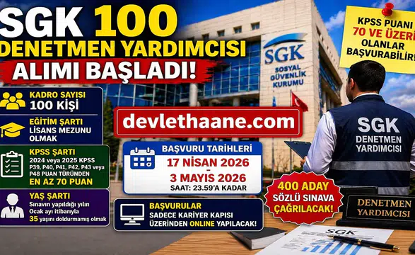 SGK 100 Denetmen Yardımcısı Alımı Başladı! Başvuru Şartları ve Tarihler Açıklandı
