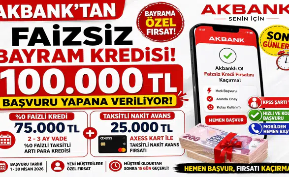 Akbank’tan Faizsiz 100 Bin TL Bayram Kredisi! Mobil Başvuru ile Anında Fırsat