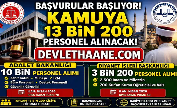 Başvurular Başlıyor: Kamuya 13 Bin 200 Personel Alımı! Nisan 2026 Büyük İstihdam Paketi