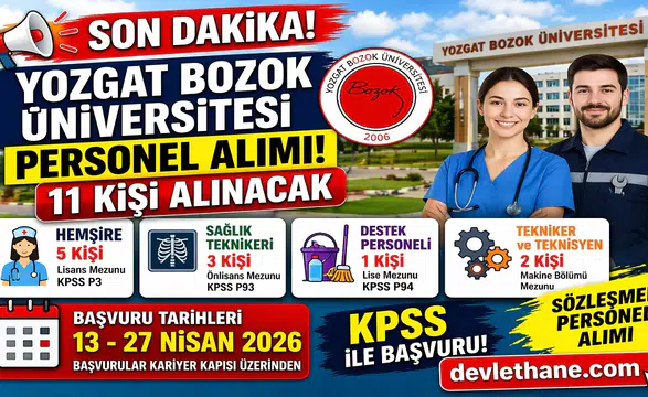 Yozgat Bozok Üniversitesi 11 Personel Alımı Yapacak! Başvurular Başladı