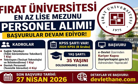 Fırat Üniversitesi Personel Alımı Başvuruları Sürüyor! En Az Lise Mezunu Adaylar Dikkat