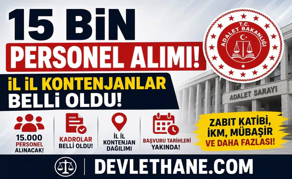 Adalet Bakanlığı 15 Bin Personel Alımı Kontenjanları Açıklanıyor! İl İl Kadro Dağılımı Belli Oldu