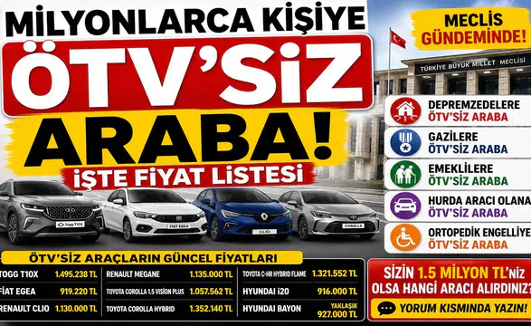Milyonlarca Kişiyi İlgilendiren ÖTV'siz Araç Düzenlemesi! İşte Meclis Gündemindeki Teklifler ve Güncel Fiyat Listesi