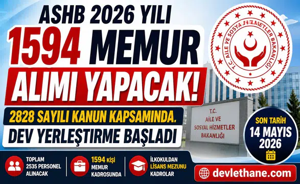 ASHB 2026 Yılı 1594 Memur Alımı Yapacak! 2828 Sayılı Kanun Kapsamında Dev Yerleştirme Başladı