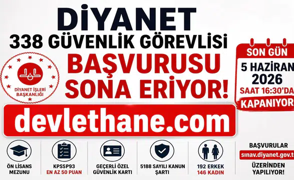 Diyanet’in 338 Güvenlik Görevlisi Alımında Son Saatler! Başvurular Bugün Sona Eriyor