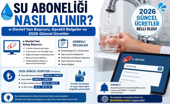 Su Aboneliği Nasıl Alınır? e-Devlet'ten Başvuru, Gerekli Belgeler ve 2026 Güncel Ücretler