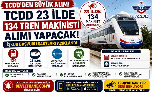 TCDD 23 İlde 134 Tren Makinisti Alımı Yapacak! İŞKUR Başvuru Şartları Açıklandı