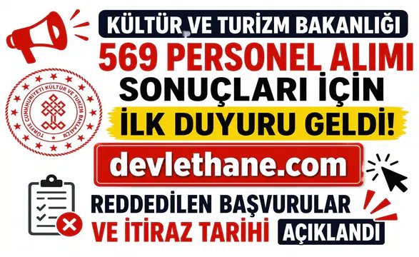 Kültür ve Turizm Bakanlığı 569 Personel Alımı Sonuçları İçin İlk Duyuru Geldi! Reddedilen Başvurular ve İtiraz Tarihi Açıklandı