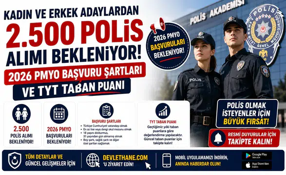 Kadın ve Erkek Adaylardan 2.500 Polis Alımı Bekleniyor! 2026 PMYO Başvuru Şartları ve TYT Taban Puanı