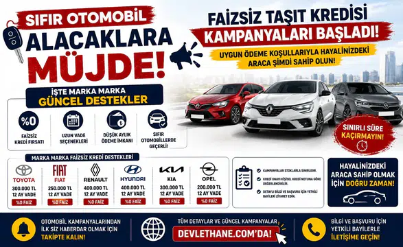 Sıfır Otomobil Alacaklara Müjde! Faizsiz Taşıt Kredisi Kampanyaları Başladı: İşte Marka Marka Güncel Destekler