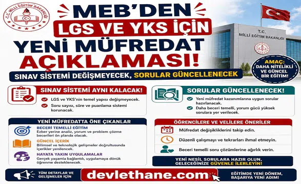 MEB’den LGS ve YKS İçin Yeni Müfredat Açıklaması: Sınav Sistemi Değişmeyecek, Sorular Güncellenecek