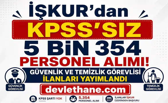 İŞKUR’dan KPSS’siz 5 Bin 354 Personel Alımı: Güvenlik ve Temizlik Görevlisi İlanları Yayımlandı