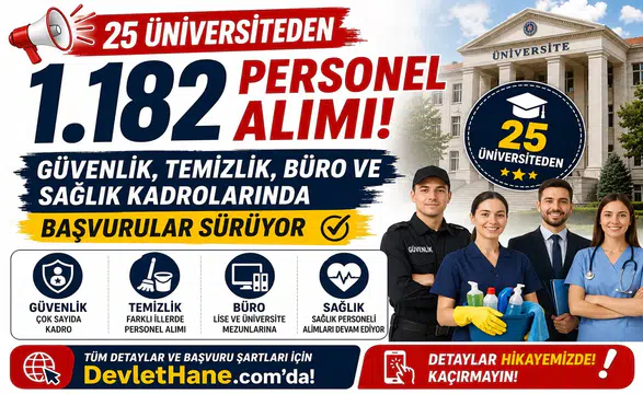 25 Üniversiteden 1.182 Personel Alımı: Güvenlik, Temizlik, Büro ve Sağlık Kadrolarında Başvurular Sürüyor